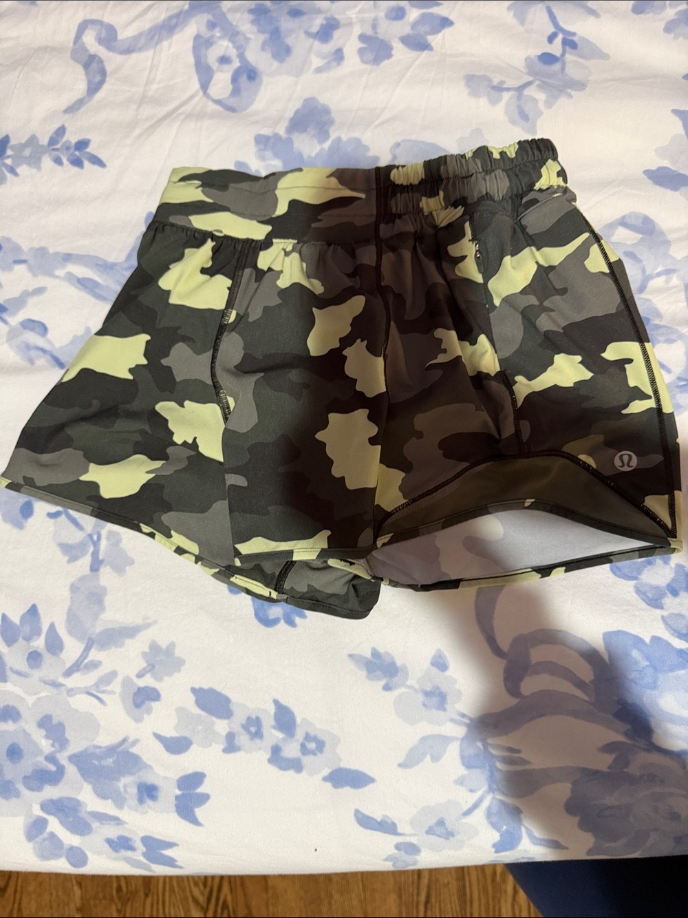 lululemon athletica Women's Camo Running Shorts in Olive Green and Black